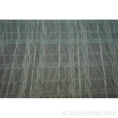 Tecido de poliéster Chiffon Crinkle Silver Lurex Stripe Dobby